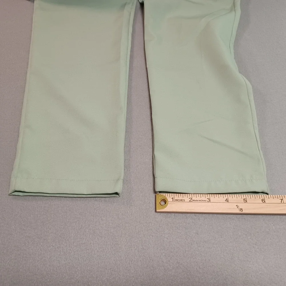 Renaluci‎ Mint Green Paperbag Waist Pants High Rise Tie Belt Tapered Leg Size P